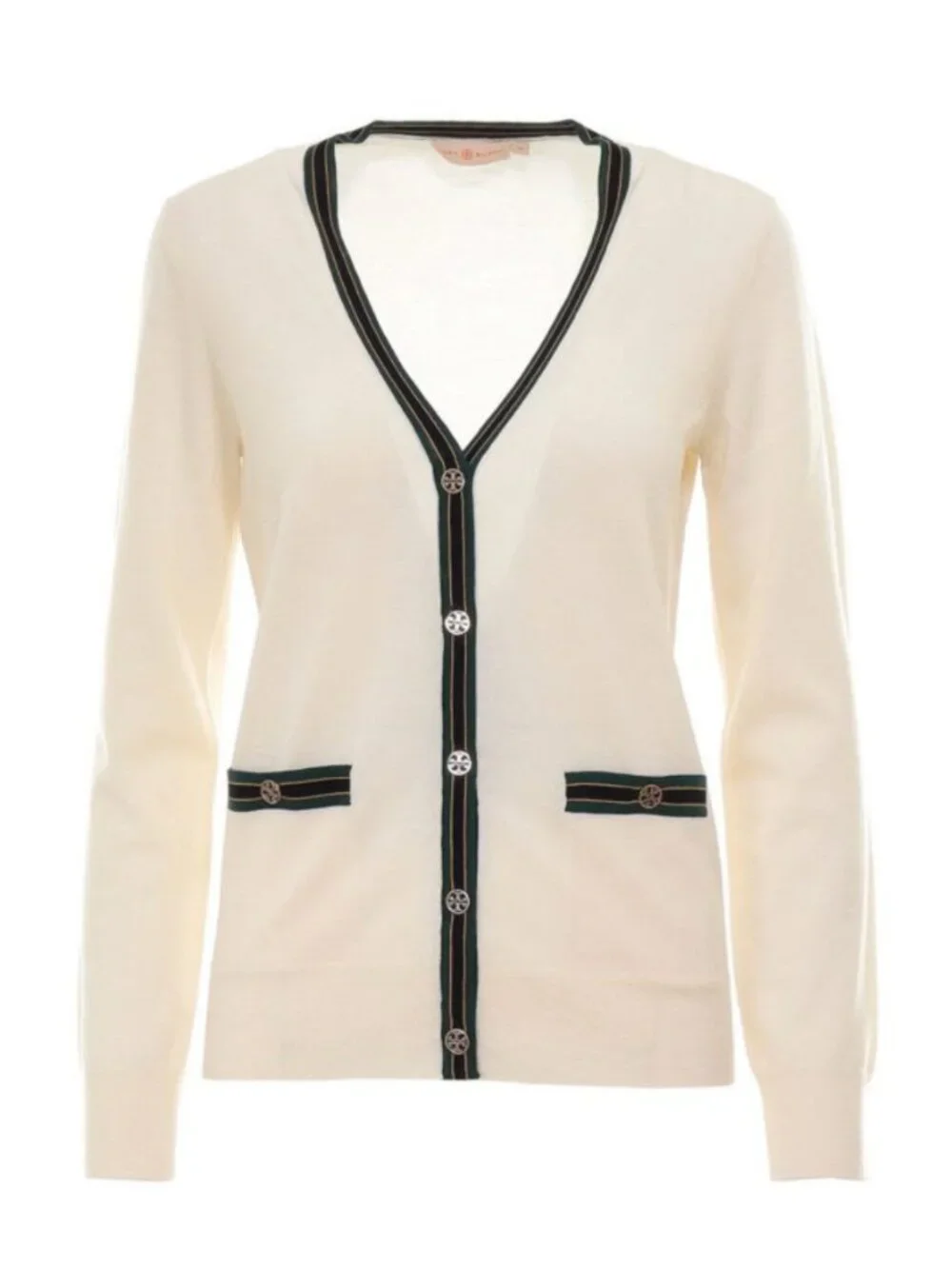 Tory Burch Madeline Merino Wool V-Neck Cardigan Small